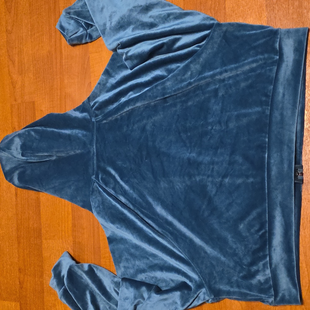 Victoria's Secret Teal Velour Hoodie Size XL - Picture 5 of 7